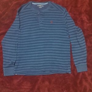 U.S. Polo Assn. Navy Striped Long Sleeve Henley